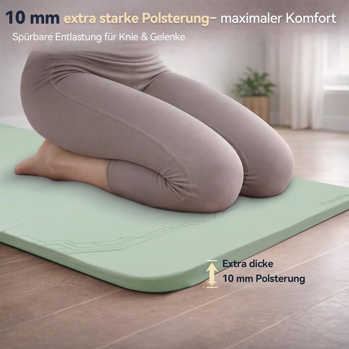Килимок для йоги FunLife XXL 190x66x10 мм, чорний - для йоги, пілатесу, фітнесу (складний, антиковзкий)