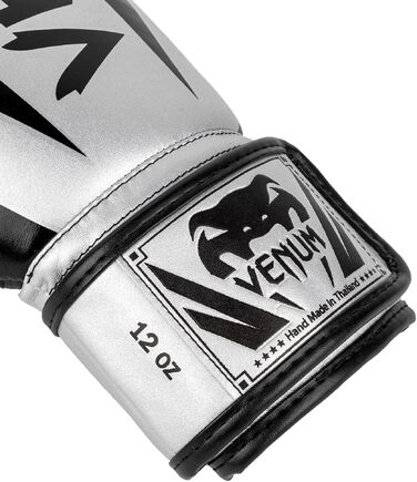 Боксерські рукавички Venum Elite сріблясто-чорні, 10 унцій (Oz)