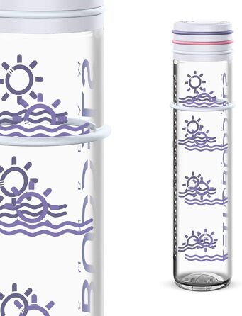 Мотивуюча скляна пляшка для води SUNBEAM 1 л з часовою міткою, без BPA, для газованих напоїв, ударостійка, біла
