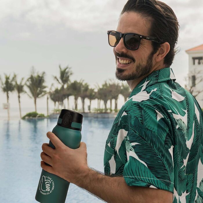 Термос-пляшка UZSPACE 1л (970мл) з нержавіючої сталі, ізольована, з 1-кліком відкриття, без витоків, для спорту, фітнесу, туризму, зеленого кольору