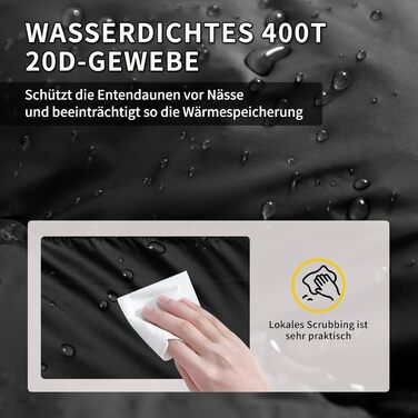 Спальний мішок зимовий Daunenschlafsack, теплий та легкий для дорослих та дітей, 680FP, для походів, альпінізму, кемпінгу. Чорний, 0°C