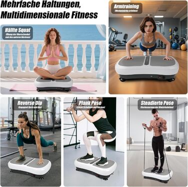 Вібраційна платформа для фітнесу: тренування вдома, 99 рівнів інтенсивності, 5 програм, Bluetooth, масаж, розвиток м'язів, EU-03W