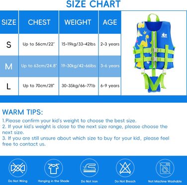 Дитячий рятувальний жилет Kinder Float Jacket (S, 15-19 кг, 2-3 роки, синій) - Неопреновий жилет для плавання та навчання