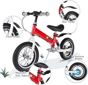 YBIKE дитячий велосипед 2-в-1 з педалями, амортизаторами та крилами, 12/14 дюймів, для дітей 2-7 років, навчальний, 4 кольори