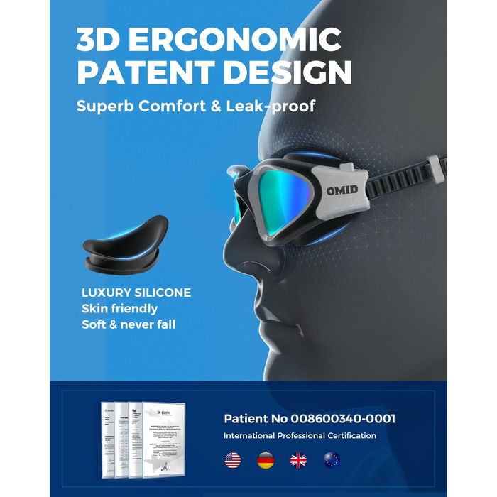 Окуляри для плавання OMID: комфортні, поляризовані, проти запотівання, захист від УФ, для чоловіків та жінок