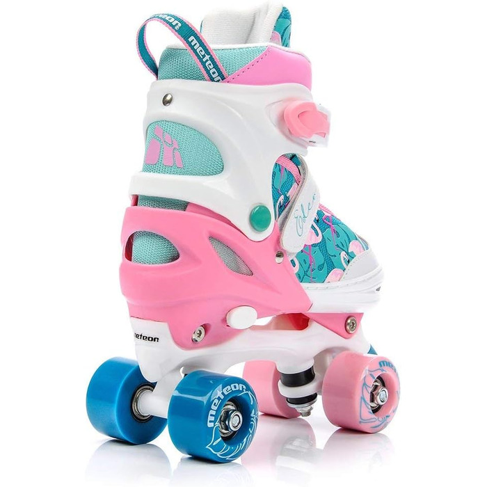 Роликові ковзани Meteor Retro - стильні ролики 80-х для дітей та підлітків. Quad skate, 5 кольорів, регульований розмір (L 39-42, Eden)