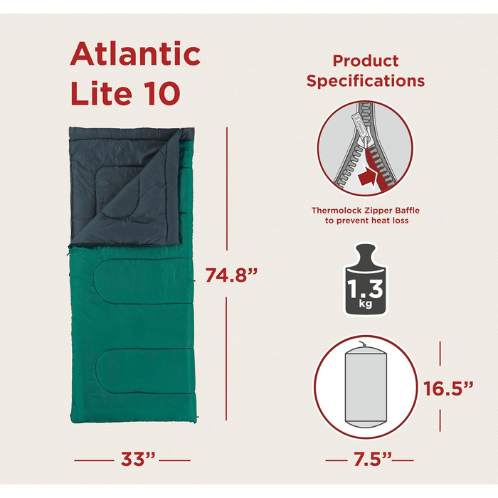 Сплячий мішок Coleman Atlantic Lite 10, зелений, L, 2000021012