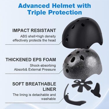 Дитячий шолом Flintronic для велосипеда, скейтборда, ролера, 2-13 років, комплект, чорний