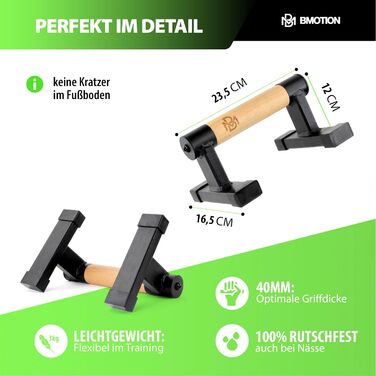 Паралелетки Müller & Blum з дерева, неслизькі ручки для віджимань, обладнання для калістеніки преміум-класу для занять в приміщенні та на вулиці, захист суглобів під час віджимань, міцні ручки для стійки на руках, віджимання