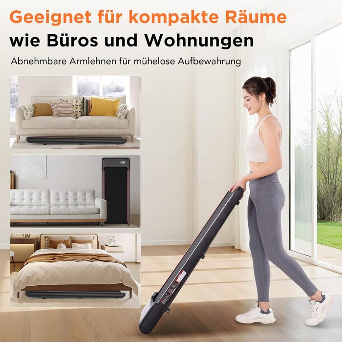 Біговий тренажер LIKESPORTING: компактний, з регулюванням нахилу, тримачем для планшета та пультом керування. Для дому та офісу, чорний