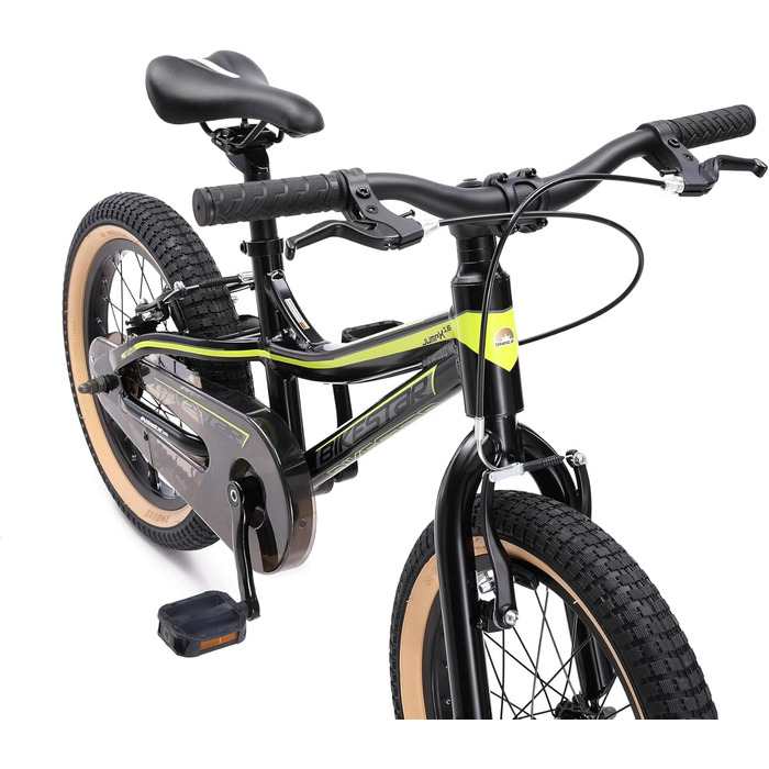 Дитяче велосипед BIKESTAR 16 дюймів: алюмінієвий MTB для дівчаток та хлопчиків 4-5 років, V-brake, чорно-зелений