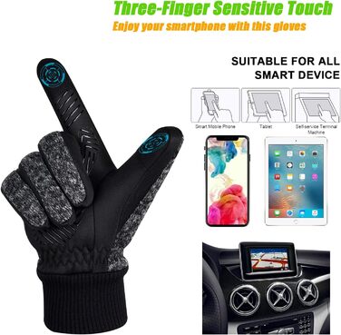 Зимові рукавички MOREOK для чоловіків та жінок -30°C, 3M Thinsulate, неслизькі, для велосипеда, спорту, сенсорного екрану, катання на лижах, піших прогулянок, мотоцикла (темно-сірий, S)