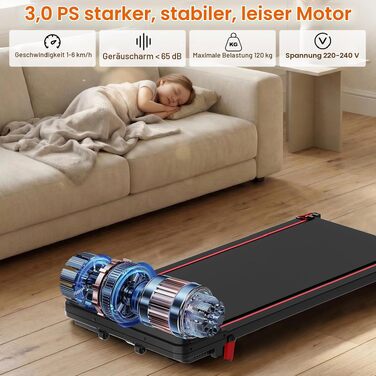 Дорожка для ходьби TODO Walking Pad, компактна бігова доріжка з нахилом для дому та офісу, швидкість 1–6 км/год, чорна