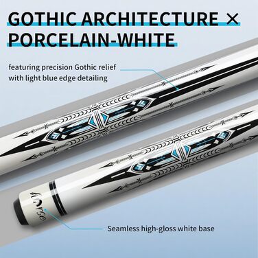 Більярдний кий Horse Billiard з наконечниками 13 мм, 147 см, включає рукавички та крейду, для дорослих, дизайн Gotik, Ahorn/Eschenholz