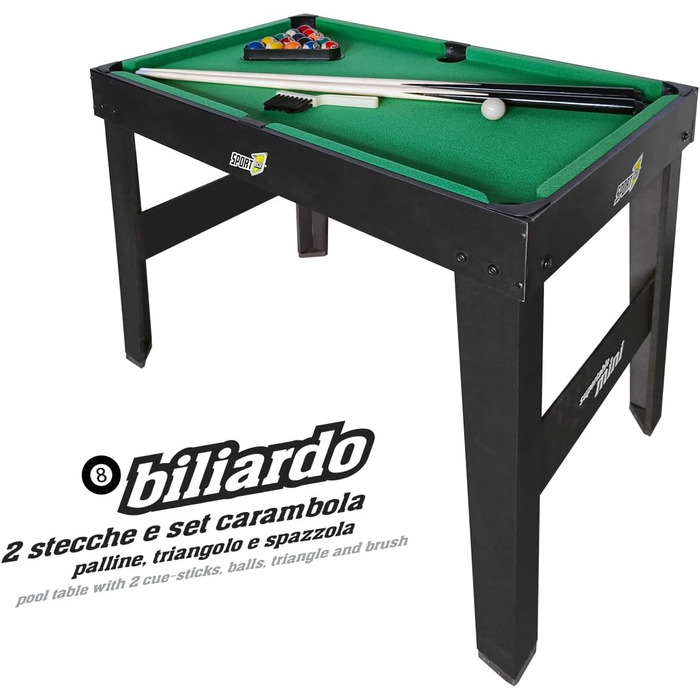 Мультиігровий стіл Sport1 Supertable Mini 5-в-1: футбол, хокей, більярд, теніс, керлінг, 97,5x48x69 см, з аксесуарами