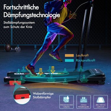 Walkingpad Laufband BLACK LORD MS2H: біговий доріжки для дому, 9-16 км/год, нахил до 9%, 2.2-3.2 PS, до 140 кг, LED-дисплей, мобільний додаток, тиха робота, чорний колір (з ручками)