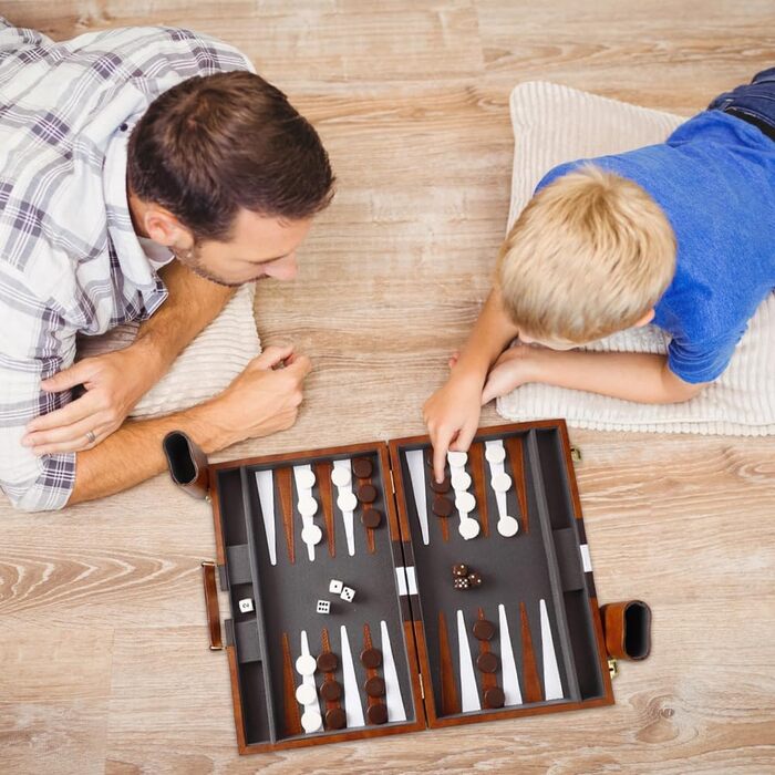 Набір для гри в шашки JOAASU, 11' дорожній, у кейсі, з шаховими фігурами та кубиками, для дорослих, дітей, любителів кемпінгу та мандрівників (Коричневий)