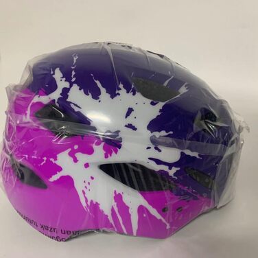 Дитячий шолом для велосипеда з ліхтариком, регульований, 50-56 см, 5-14 років, фіолетовий+рожевий