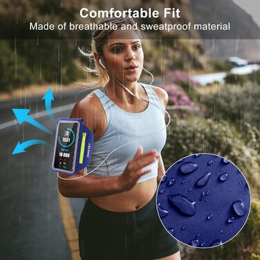 Спортивний браслет на руку для бігу з навушниками та кишеню для ключів. Тримач для телефону на руку, сумісний з iPhone 17/16/15/14/13/12/11 Pro Max/Plus, чорний. Оновлена модель, до 6.9 дюймів.