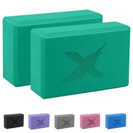Набір йога-блоків XN8 (2 шт.), високощільний EVA-пінопласт та корок для йоги, пілатесу та медитації, бірюзовий колір