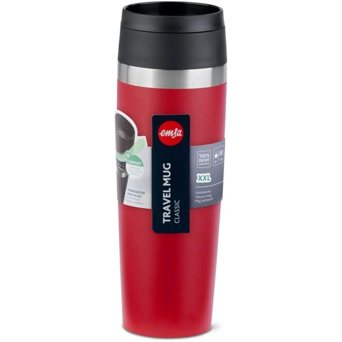 Термокухоль Emsa Classic N2023850 з кришкою 360°, 0.5 л, нержавіюча сталь, порошкове покриття, Petrol Blau