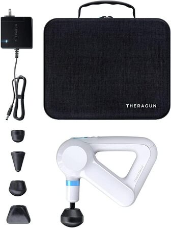 Theragun Elite – Портативний електричний масажний пістолет для спортсменів, перкусійний масажер глибоких тканин з технологією QuietForce, білий