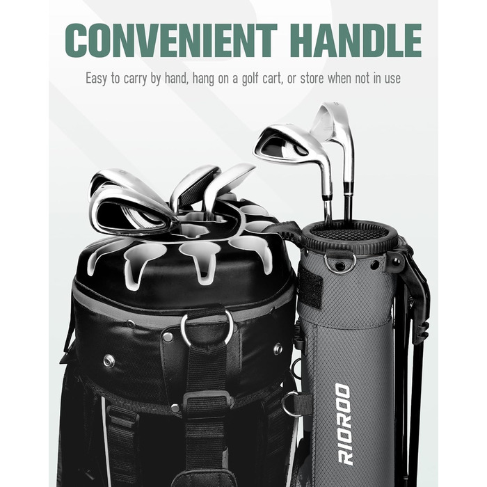 Сумка для гольфу на штативі, легка, 2-way роздільник, 3 кишені, сіра (A3)