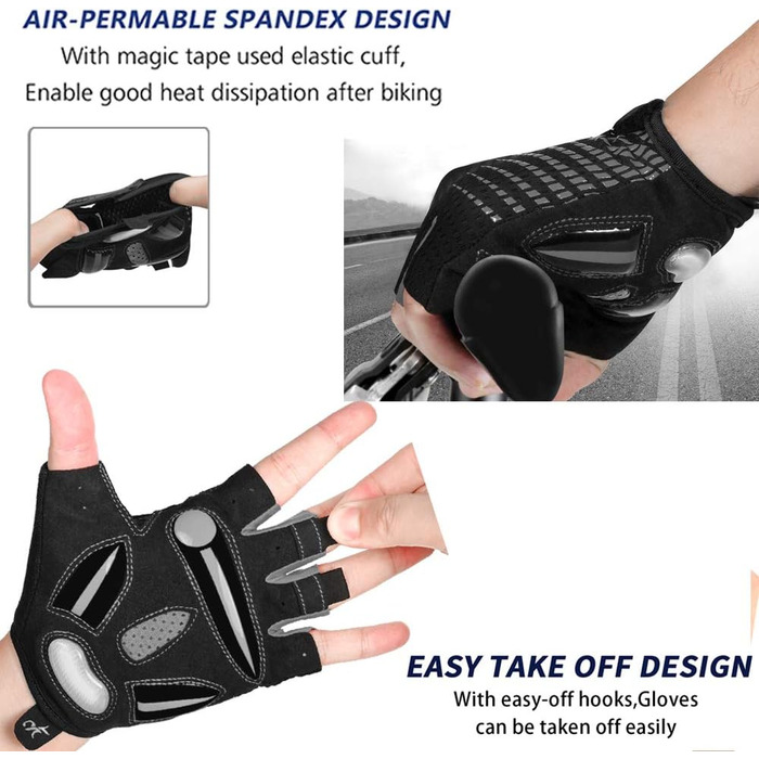 Велосипедні рукавички MOREOK - рукавички для велоспорту, півпальчикові, 5 мм SBR гель, антиковзаючі, амортизуючі, для гірського велосипеда, унісекс, чоловічі/жіночі, білі, розмір L