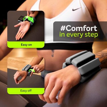 Регульовані вантажі на зап'ястя Fizyo – комплект з 2 шт. Міцні та портативні вантажі для зап'ястя та щиколоток для йоги, танців, балету, пілатесу, кардіо, аеробіки, ходьби (Сірий, 2x225г)