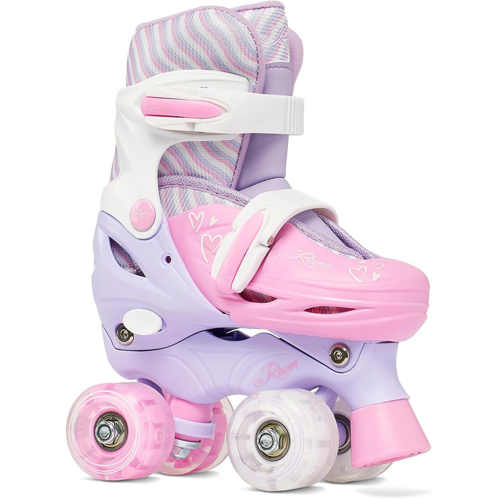 Роликові ковзани для дітей дівчаток RAVEN з регулюванням розміру та LED підсвіткою (27-30, без куфів)