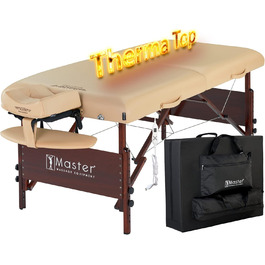 Складна масажна кушетка Master Massage Del Ray Pro 71 см з інтегрованим підігрівом ThermaTop, бежевий, портативний стіл для масажу і терапії