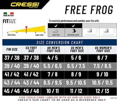 Ласти Cressi Free Frog для дайвінгу та снорклінгу, повноногі, EVA гума, унісекс, розмір 45/46, чорні/сині