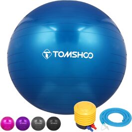 Фітбол TOMSHOO антивибуховий, для йоги та пілатесу, посилений, стабілізаційний, 45 см, з насосом, синій