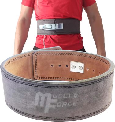 Шкіряний пояс MuscleForge для пауерліфтингу з металевою пряжкою, бодібілдинг, кросфіт, розміри S/M/L