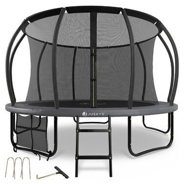 Трамплін Juskys SkyBounce Ø 228/305/366 см - Outdoor з сіткою, драбиною та пружинами PowerSpring