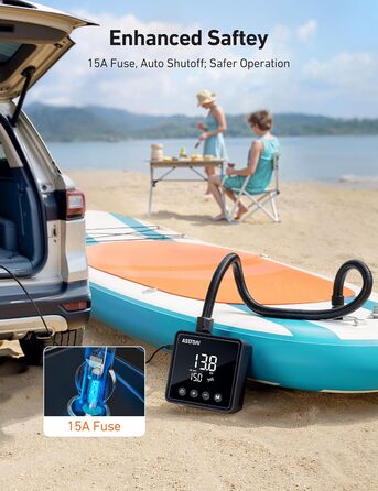 Електричний насос AstroAI для SUP-дошок, матраців та наметів (20PSI, 12V DC)