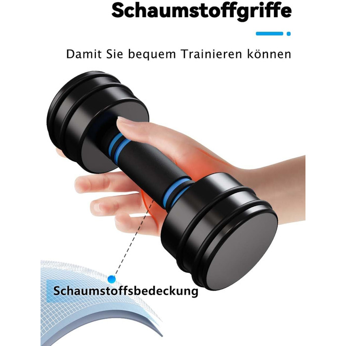Сталеві гантелі Northdeer STAHL - компактні регульовані гантелі 2,5кг, 5кг, 7,5кг, 10кг з пінополіуретановим грифом - інноваційні чорні сталеві гантелі для дому 2шт x 2,5кг (Чорний - 2 шт.)