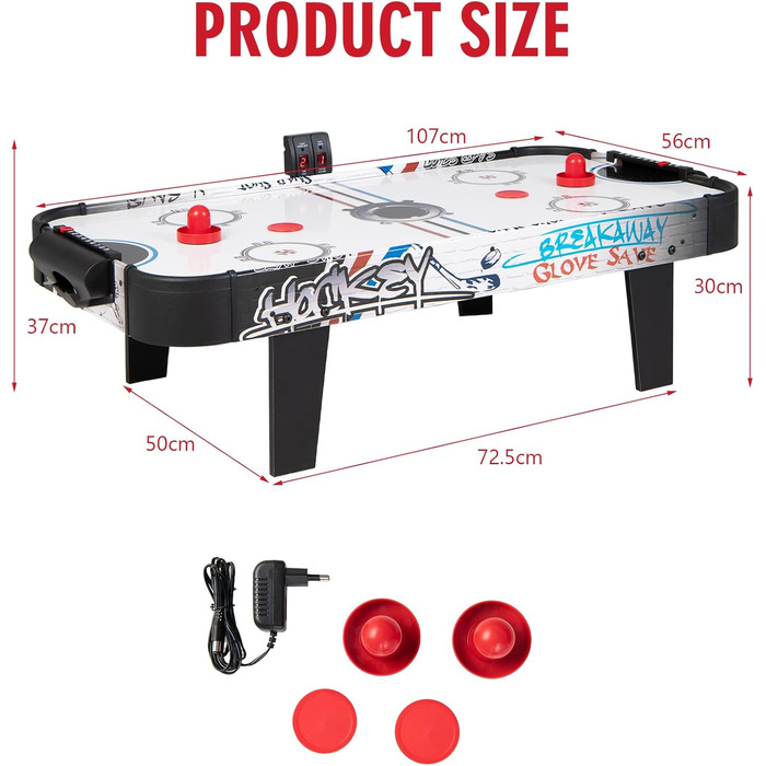 Тік-хокей HOMASIS 42'' з LED-рахунком: стіл для гри з 2 шайбами та 2 ручками, для дітей та дорослих