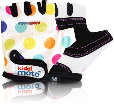 Дитячі велосипедні рукавички без пальців KIDDIMOTO для хлопчиків та дівчаток, розмір M (4-8 років), пастельні крапки
