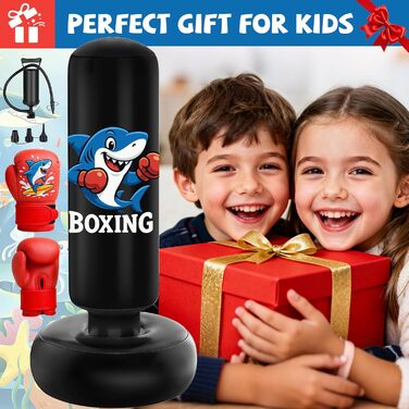 Дитячий боксерський мішок Qoosea для дітей 3-8 років, 130 см, надувний, з боксерськими рукавичками, для карате, кікбоксингу, Taekwondo, MMA, подарунок для хлопчиків та дівчаток