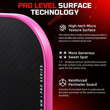 Набір ракет для піклболу BAGAIL (4 шт.) з м'ячами, легкі, з високою амортизацією, ергономічні, для гри в приміщенні та на вулиці (Рожевий)