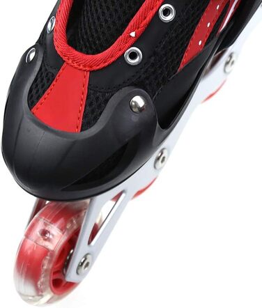 Дитячі ролики Supfine Inlineskates з регульованим розміром 31-38 (S/M) з яскравими колесами – червоні