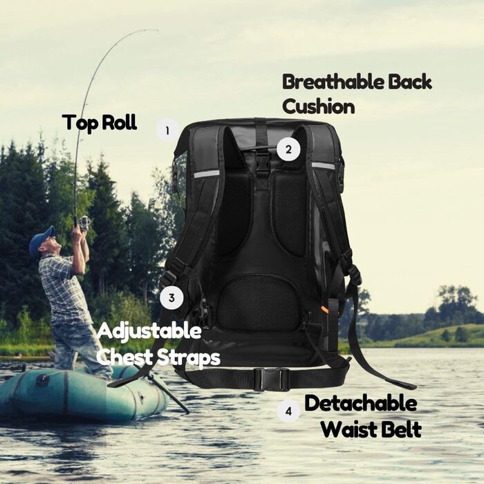 Водонепроникний рюкзак GVANCA Dry Bag 35 л (Чорний) для каякінгу, SUP, водних видів спорту