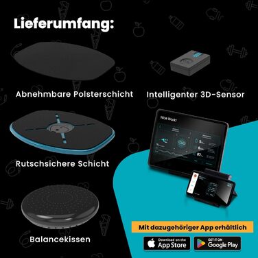 GoBalance Board App - Балансборд з Bluetooth сенсором, 12 ігор для тренувань, розваг та фітнесу. Зміцнює координацію та силу для підлітків та дорослих. GoBalance Sport-Play