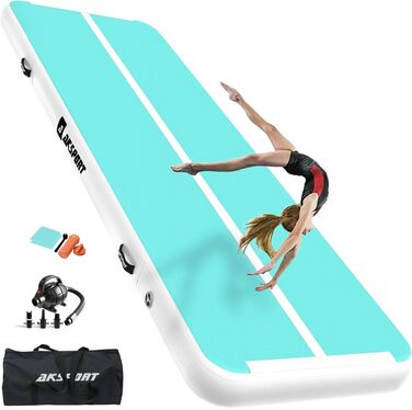 Гімнастичний надувний мат AKSPORT Air Matte Track 3/4/5/6 м, 10/20 см, з насосом для дому, тренувань, залу, чірлідингу