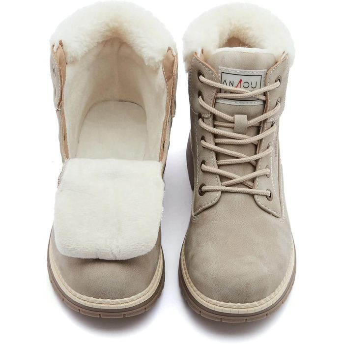 Черевики для ходьби ANJOUFEMME для жінок, зимові черевики, водонепроникні та теплі, для активного відпочинку, трекінгу та зимової ходьби, 40 EU, колір: сірий з хутром