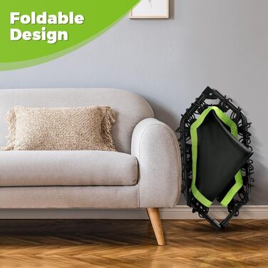 Трамплін ONETWOFIT складний для дорослих, 107 см, міні-фітнес, з регульованими ручками та пружинами, тихий, для дому (зелений)