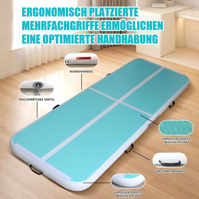 Надувний гімнастичний килимок Airtrack для дому та тренувань 2/3/4/5/6м - якісний килимок для фітнесу 200x100x10 см