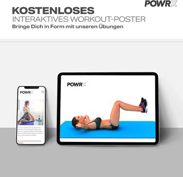 Килимок для фітнесу POWRX | Килимок для йоги преміум-класу з сумкою та ремінком для перенесення + постер з вправами БЕЗКОШТОВНО | Шкіро-дружній, без фталатів