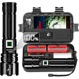 Тактичний ліхтарик Shadowhawk 500000 Lumen: 1000м дальність, 24г роботи, LCD-дисплей, для кемпінгу, туризму, надзвичайно яскравий